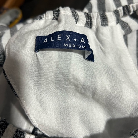 Alex + Alex Striped Off Shoulder Dress Women Size Medium - Picture 3 of 10